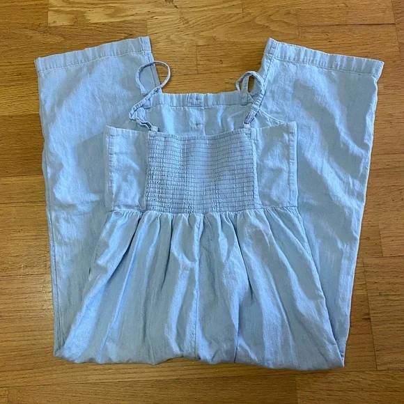 Old Navy Light Wash Chambray Button Front Straight Leg Jumpsuit - Picture 5 of 6